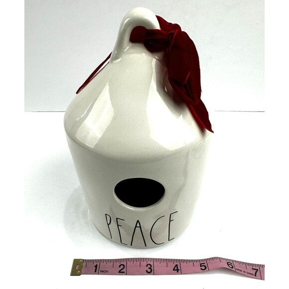 New Rae Dunn Artisan Collection By Magenta PEACE Birdhouse White Black - Picture 7 of 8